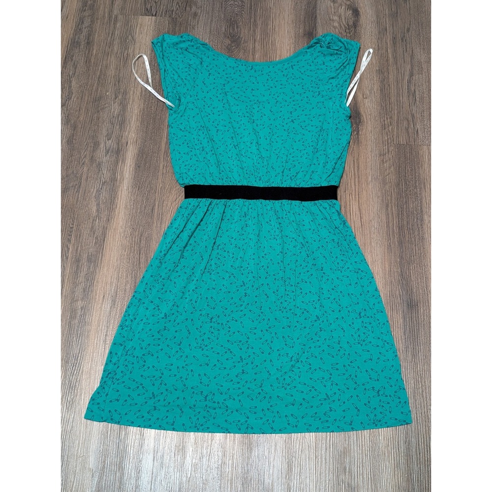 Lilly Pulitzer Laney Dress Womens M Teal Green Safety Pin Print Sleeveless Knit